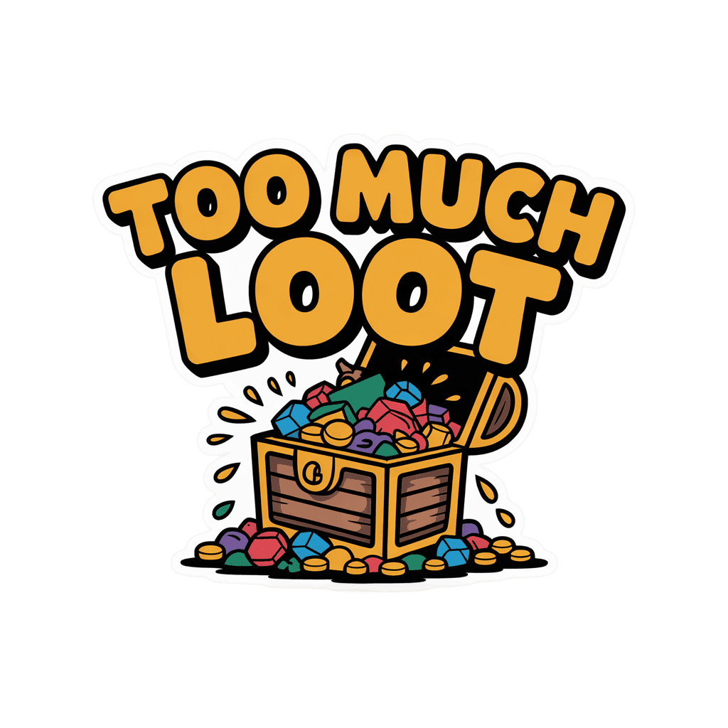 Too Much Loot Treasure Chest Sticker