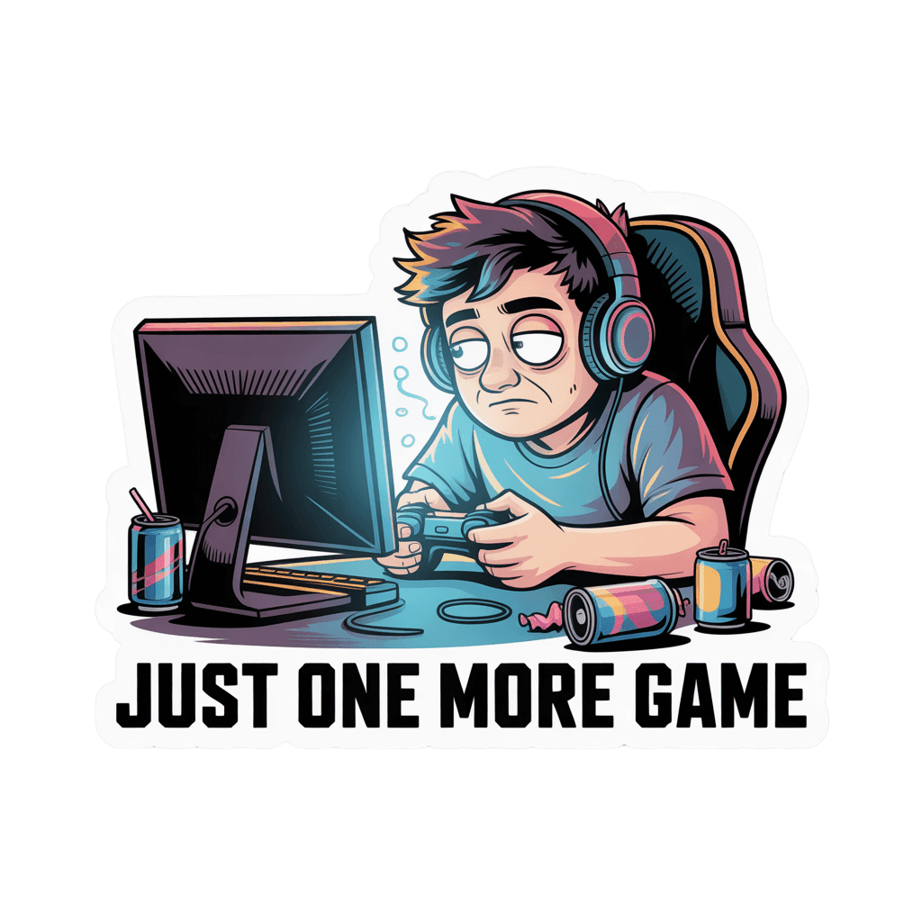 Gamer Just One More Game Vinyl Sticker