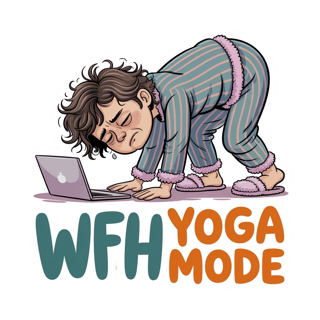 WFH Yoga Mode Funny Pajamas Sticker