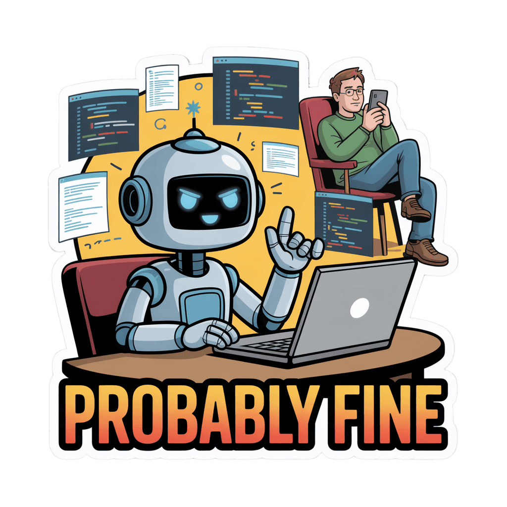 Funny Robot and Programmer Probably Fine Sticker