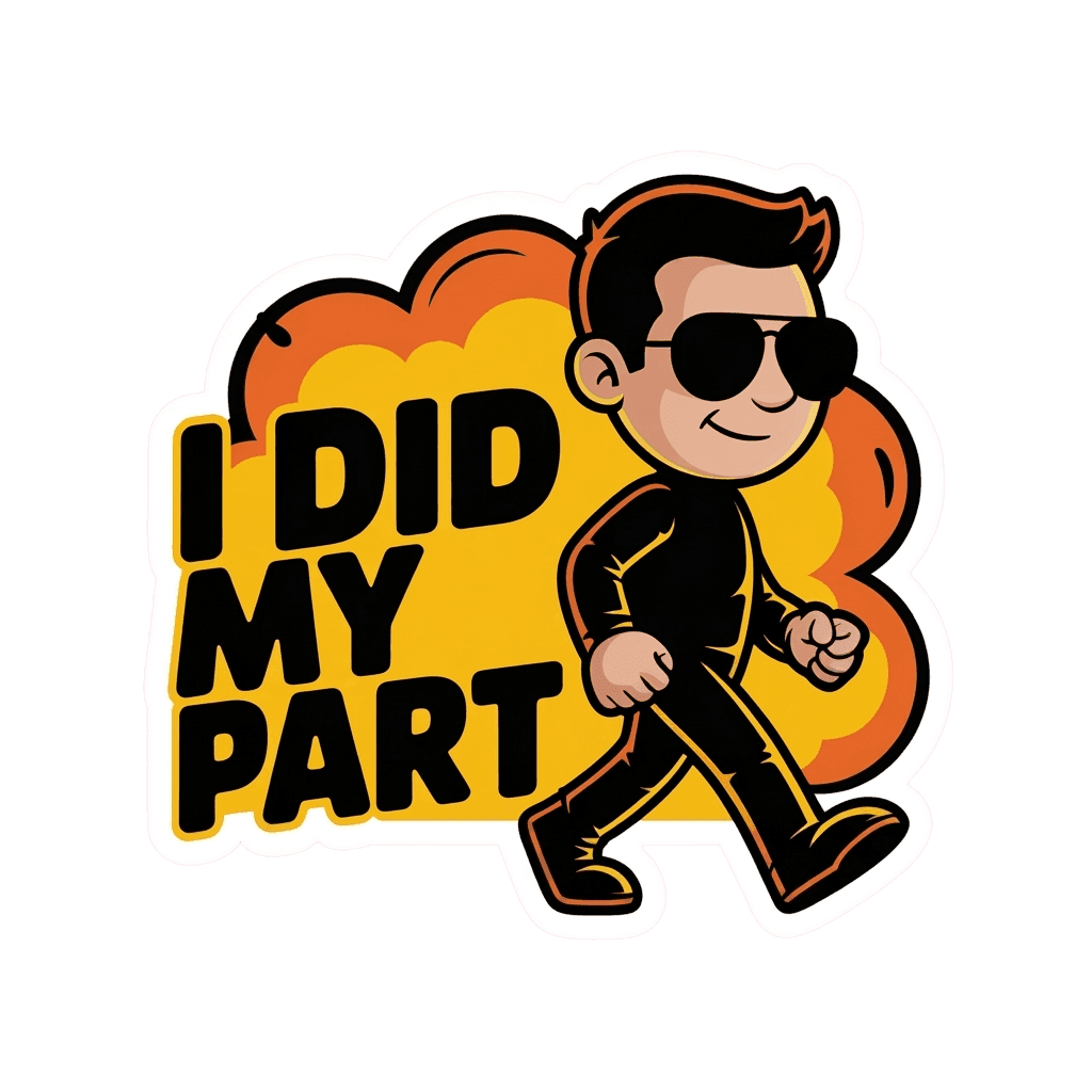 Cool Cartoon Character I Did My Part Sticker