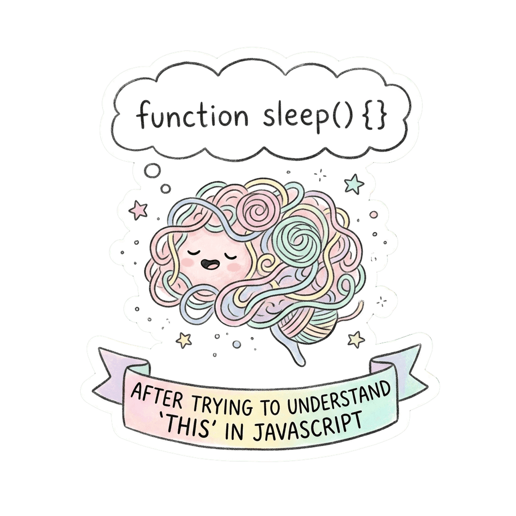 Funny JavaScript Sleepy Coder Vinyl Sticker