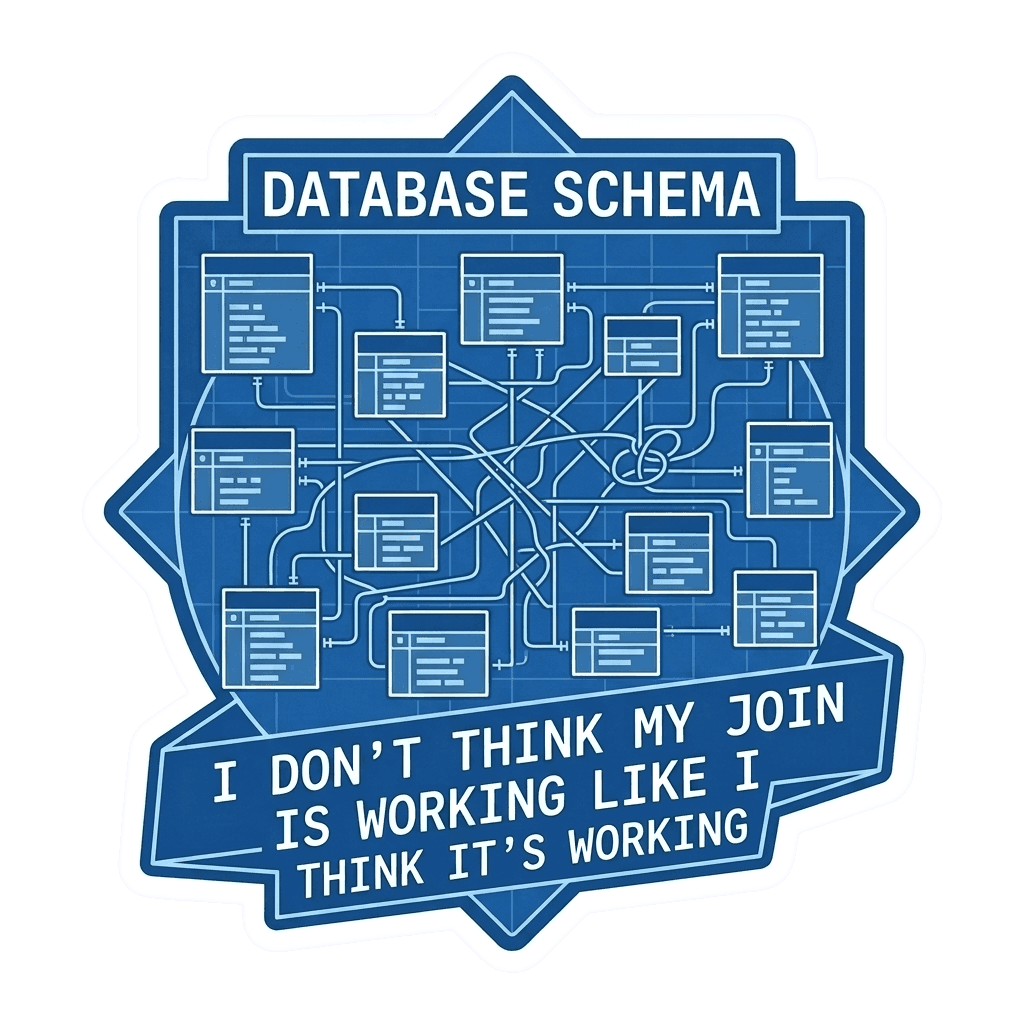 Funny Database Schema Vinyl Sticker