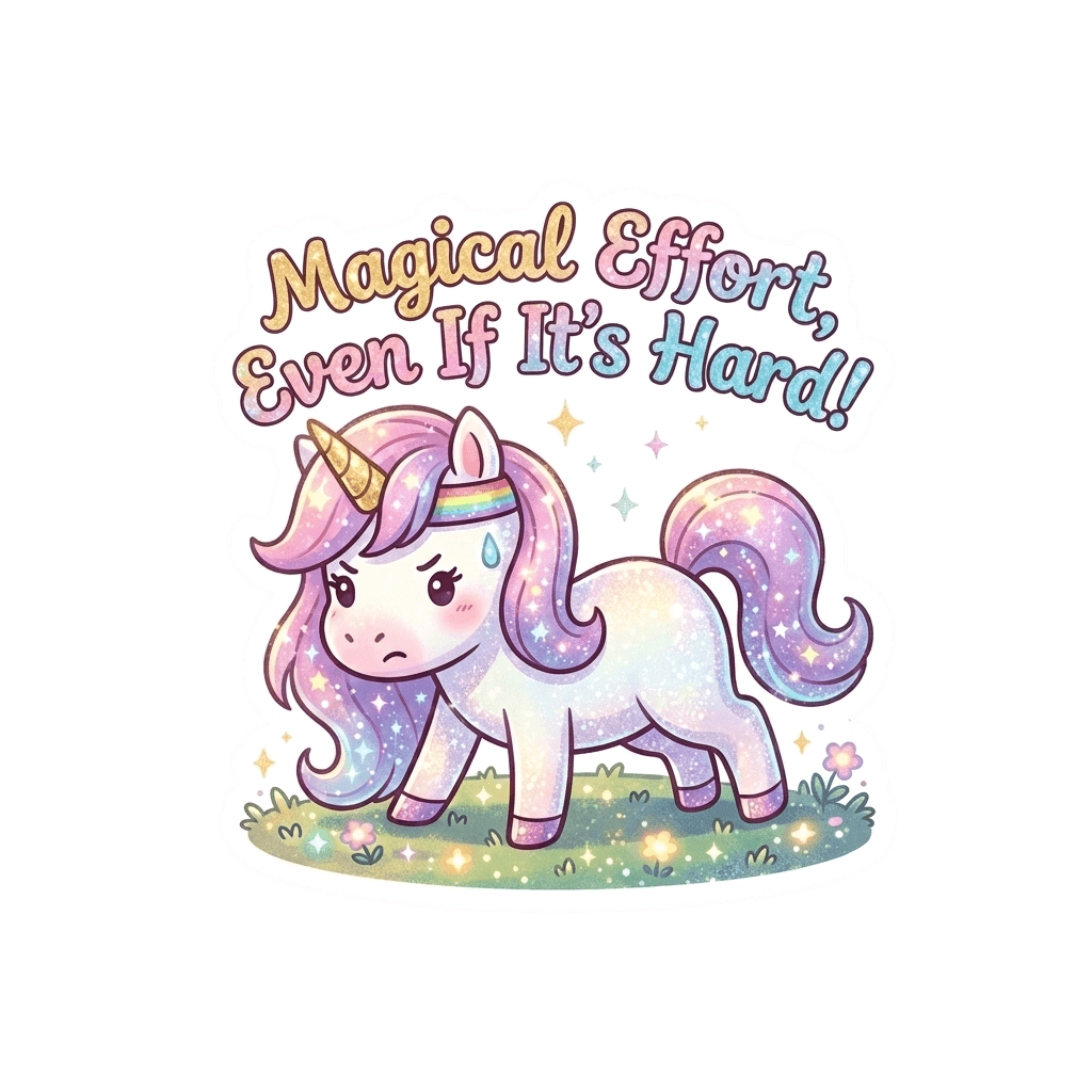 Motivational Unicorn Glitter Vinyl Sticker
