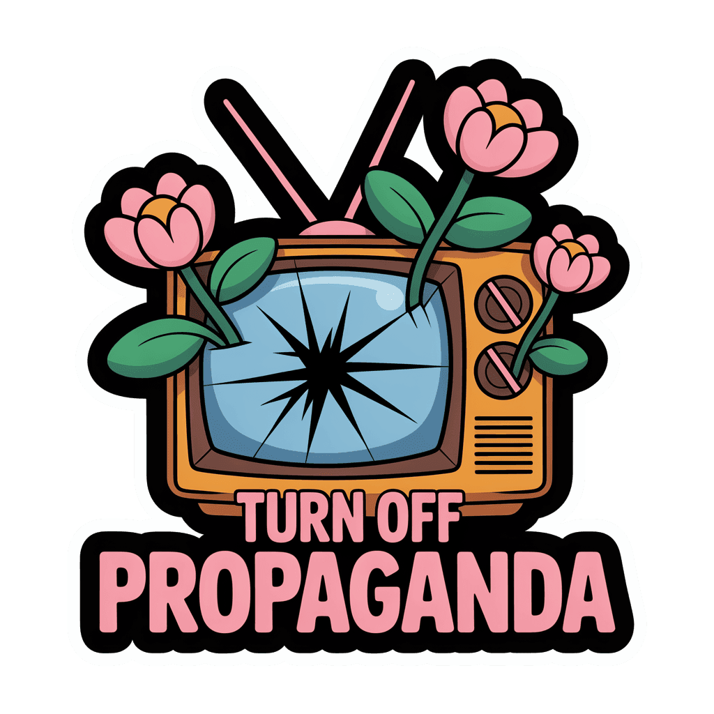 Turn Off Propaganda Retro TV Protest Sticker