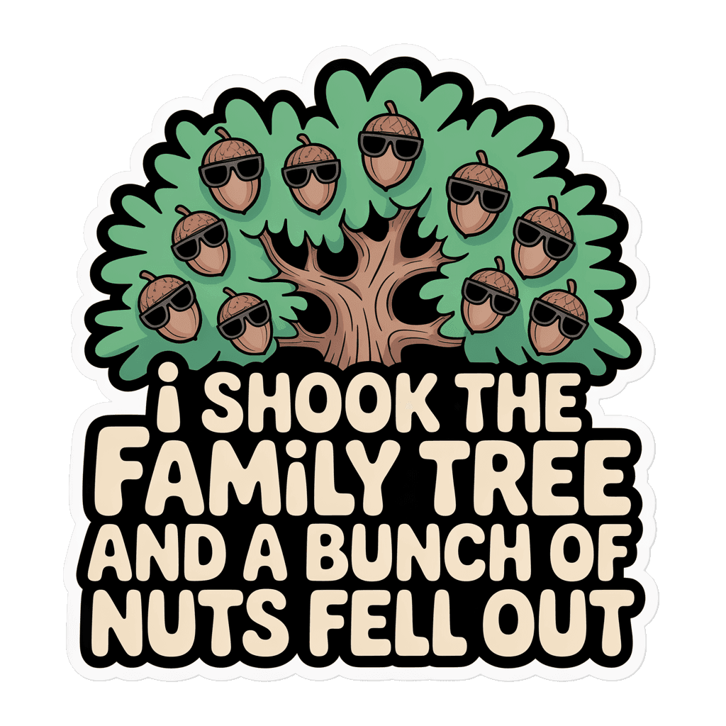 Funny Family Tree Acorn Pun Vinyl Sticker