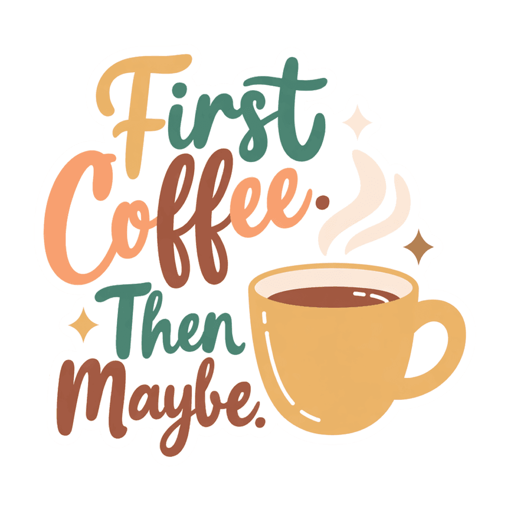 First Coffee Then Maybe Funny Coffee Quote Sticker