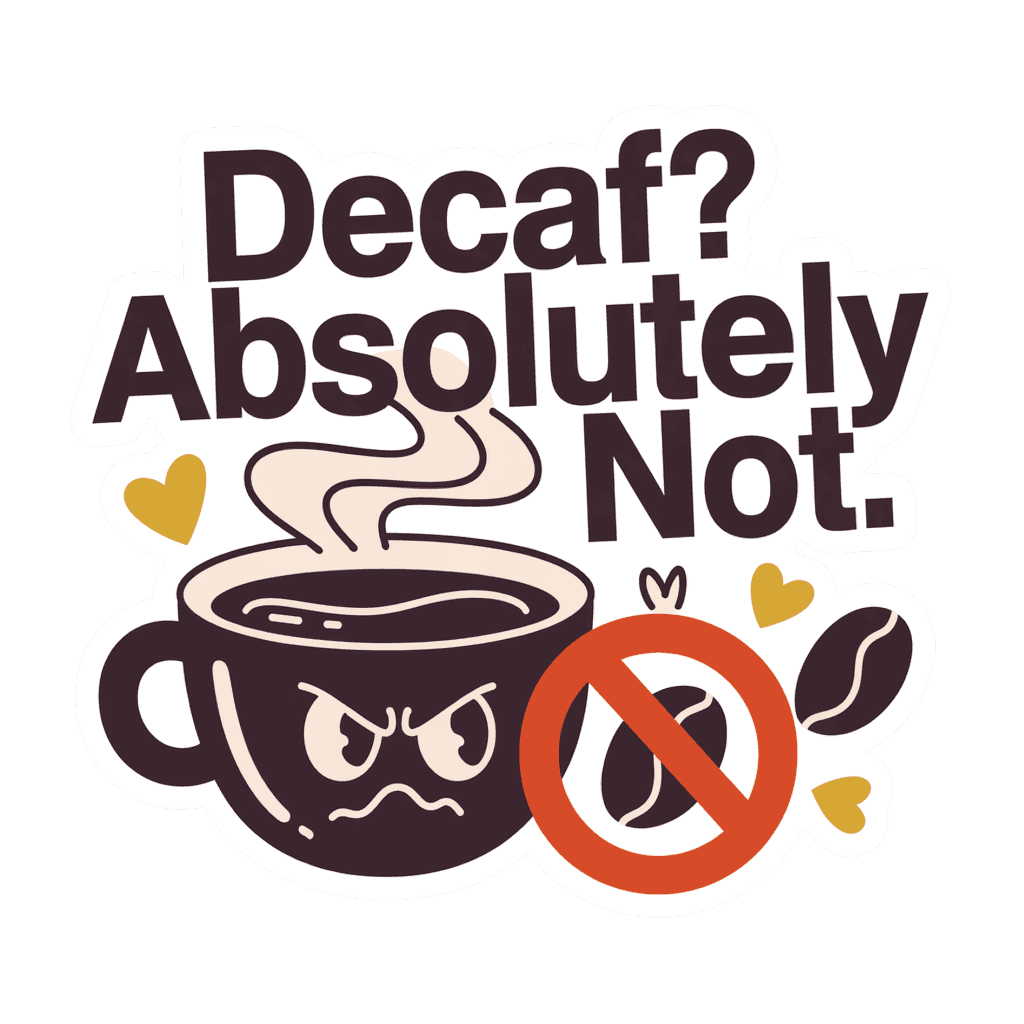 Funny Decaf Absolutely Not Coffee Quote Sticker