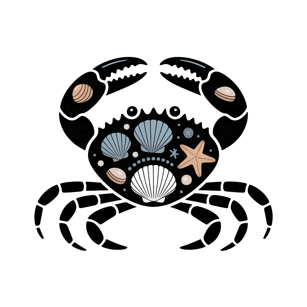 Coastal Crab With Seashells Vinyl Sticker