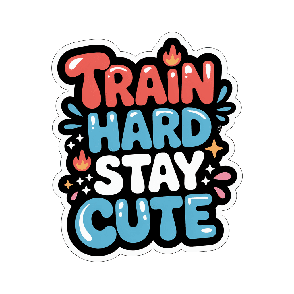 Train Hard Stay Cute Motivational Gym Sticker