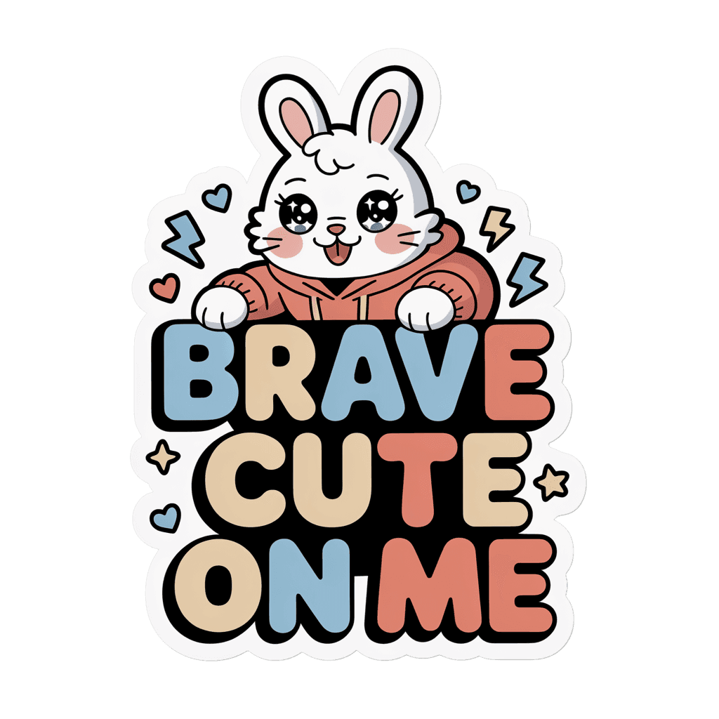 Cute Brave Bunny Quote Vinyl Sticker