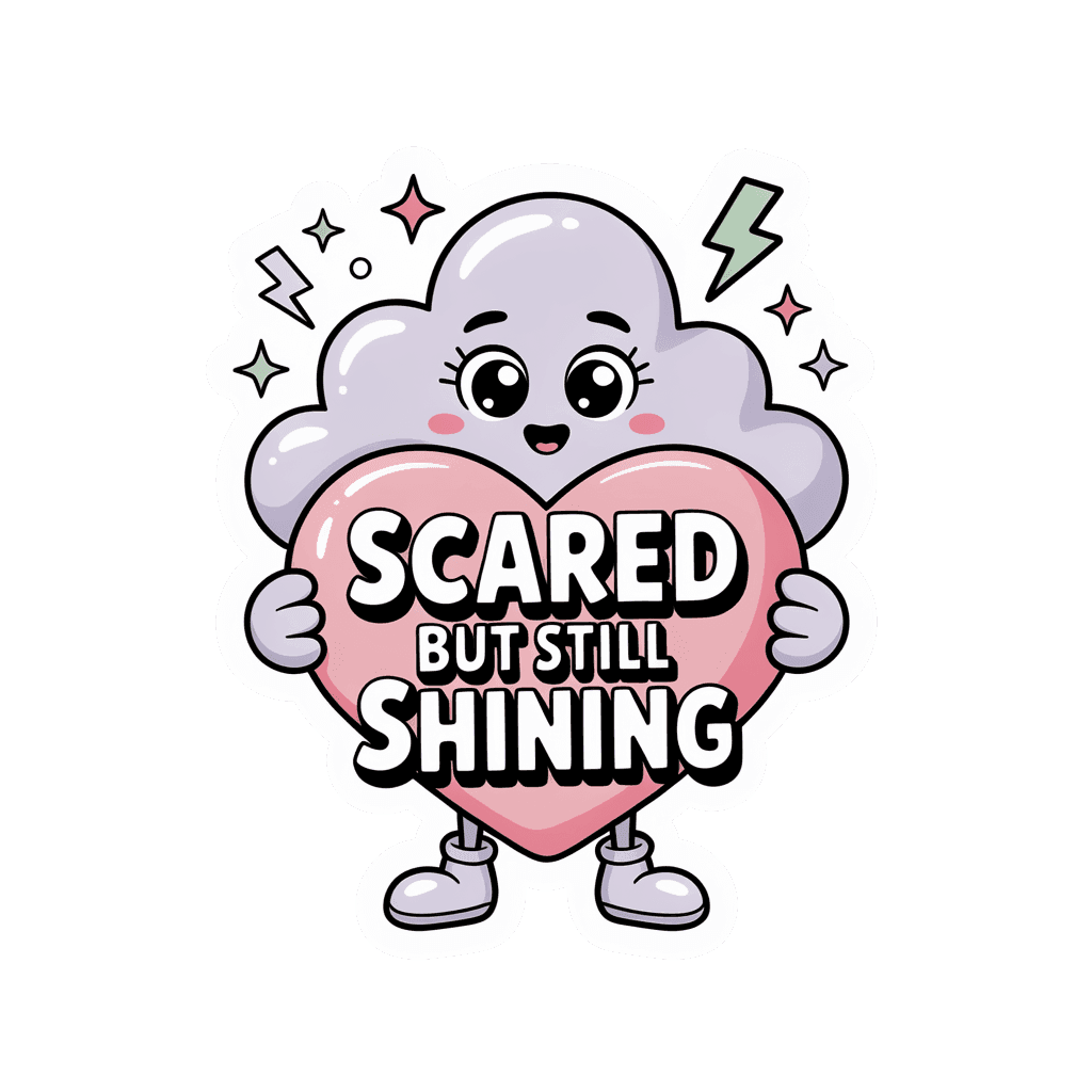 Cute Scared But Still Shining Cloud Heart Sticker