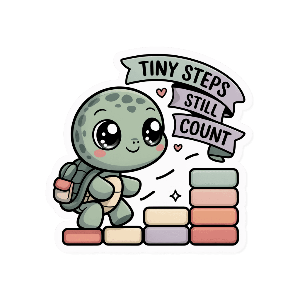 Cute Motivational Turtle Tiny Steps Still Count Sticker