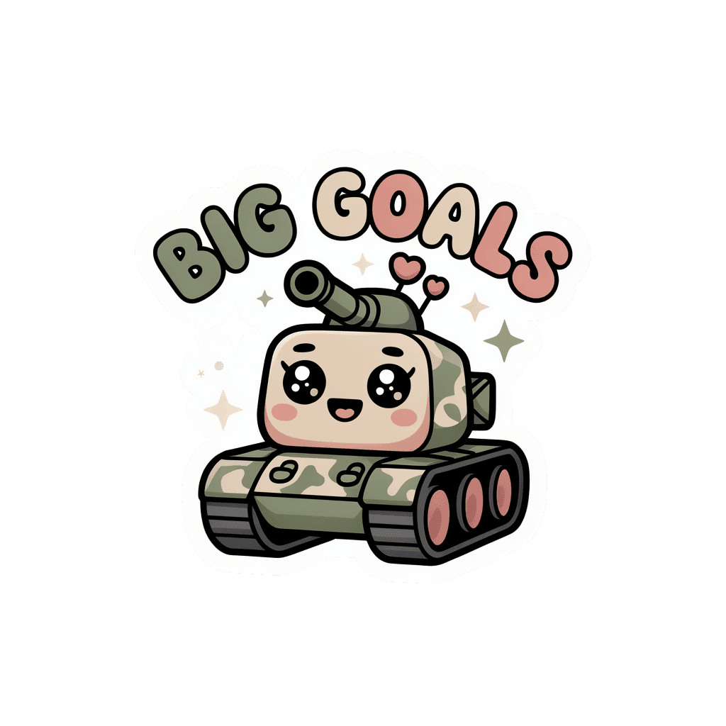 Cute Kawaii Big Goals Tank Vinyl Sticker