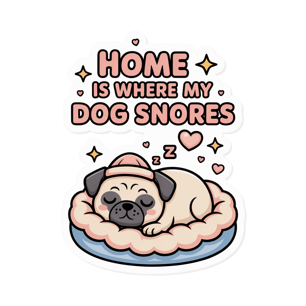 Home Is Where My Dog Snores Cute Pug Sticker