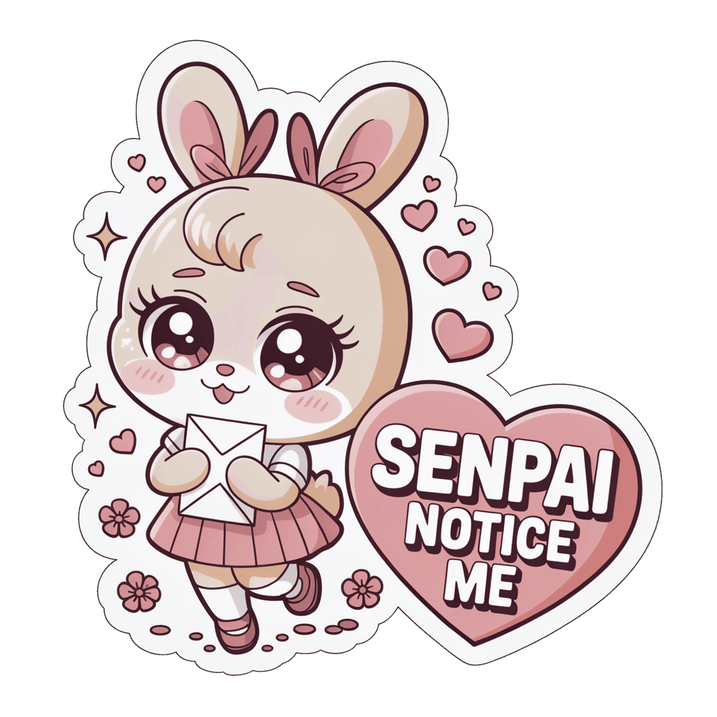 Kawaii Bunny Senpai Notice Me Vinyl Sticker