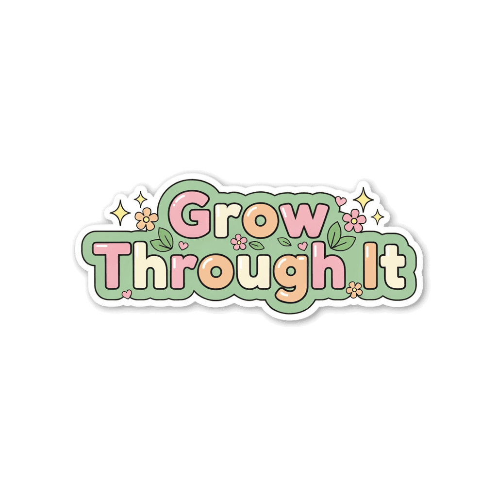 Motivational Grow Through It Floral Vinyl Sticker