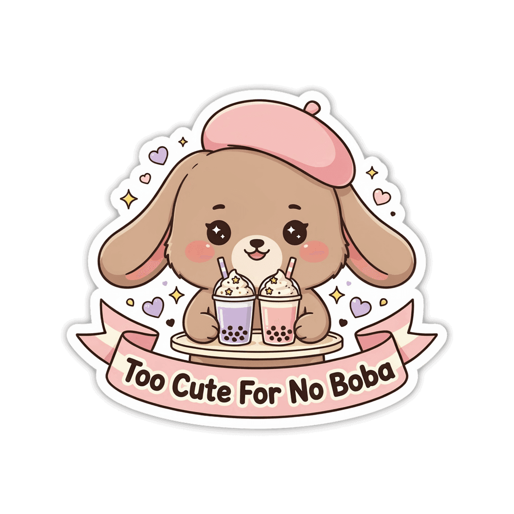 Cute Bunny With Boba Tea Kawaii Vinyl Sticker