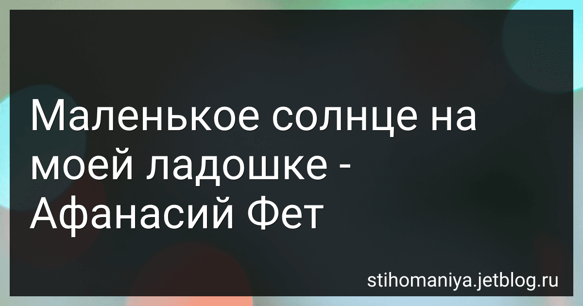 Маленькое солнце на моей ладошке - Афанасий Фет image