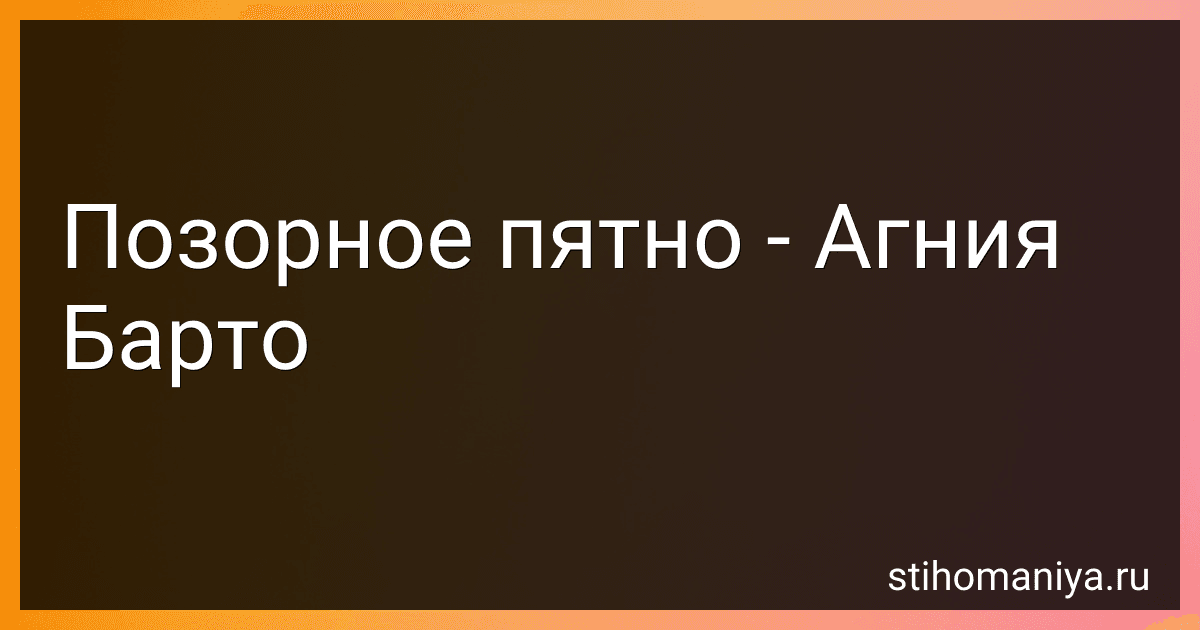 Позорное пятно - Агния Барто image