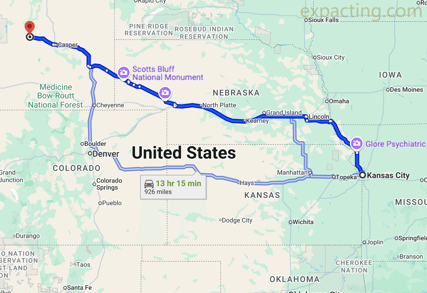 How Far Is Wyoming From Kansas City? image